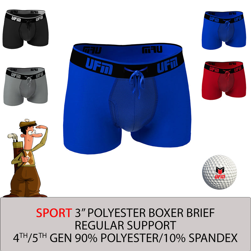 UFM 6" Boxer Briefs - Polyester-Spandex Blend, Support Pouch, Anti-Chafing, Moisture Wicking, For Athletic & Everyday Wear