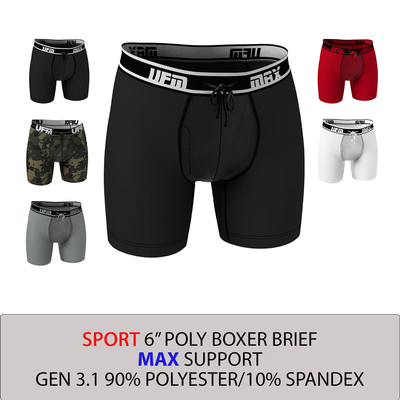 REG Support 6 Inch Boxer Briefs Bamboo Available in Black, Red, Gray, Royal  Blue, White + New Wine, Pine