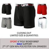 MAX Support 6 inch Boxer Briefs Polyester Gen 2-3 Available in Black, Gray and Red