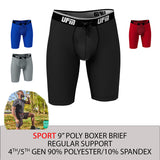 REG Support 9 Inch Boxer Briefs Polyester Available in Black, Gray, Royal Blue & Red
