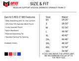 Parent UFM Underwear for Men Sport Bamboo 3 inch Trunk Size chart