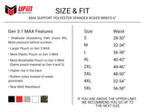 Parent UFM Underwear for Men Sport Polyester 6 inch Max Boxer Brief Size chart